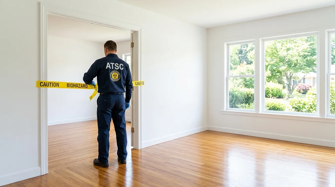 Certified biohazard cleanup crew performing Decomposition Cleanup in Dudley